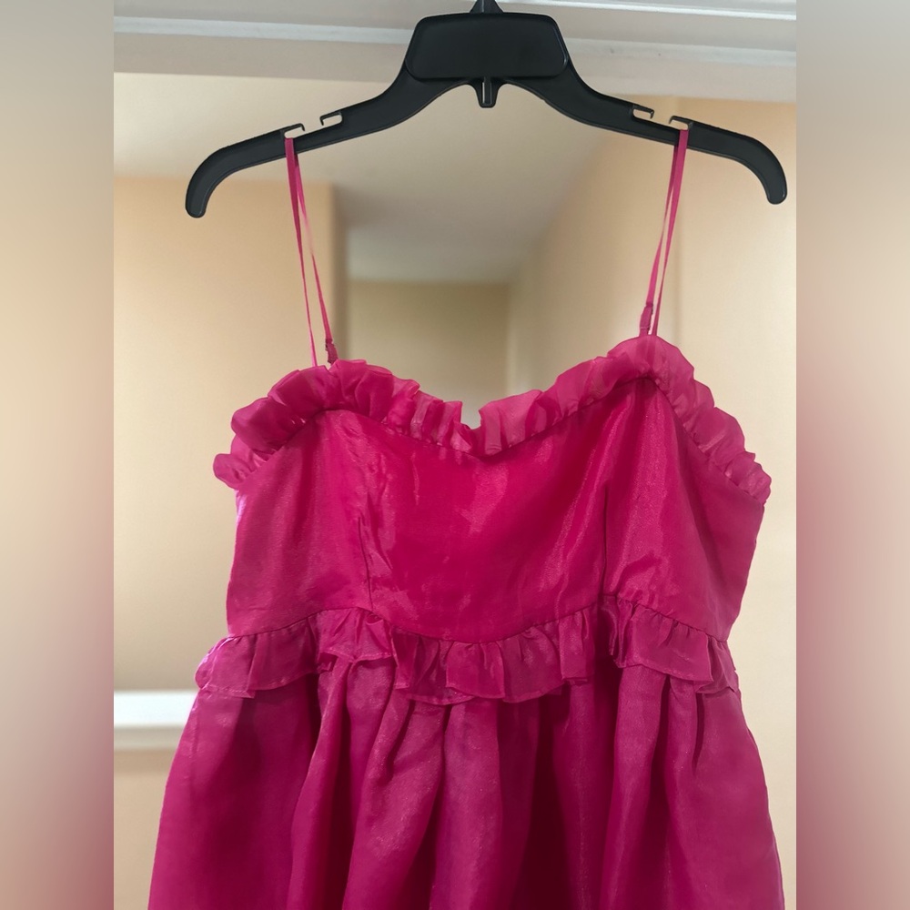 BIBI Pink Party Lined Sweet Heart‎ Neck Sleeveless Tulle Mini Dress Size Medium - Picture 5 of 7